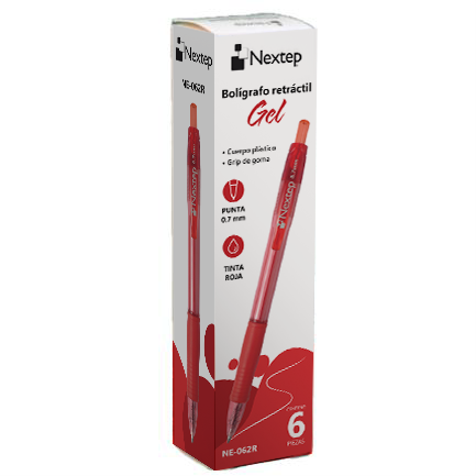 BOLIGRAFO NEXTEP GEL RETRACTIL MEDIANO 0.7MM ROJO